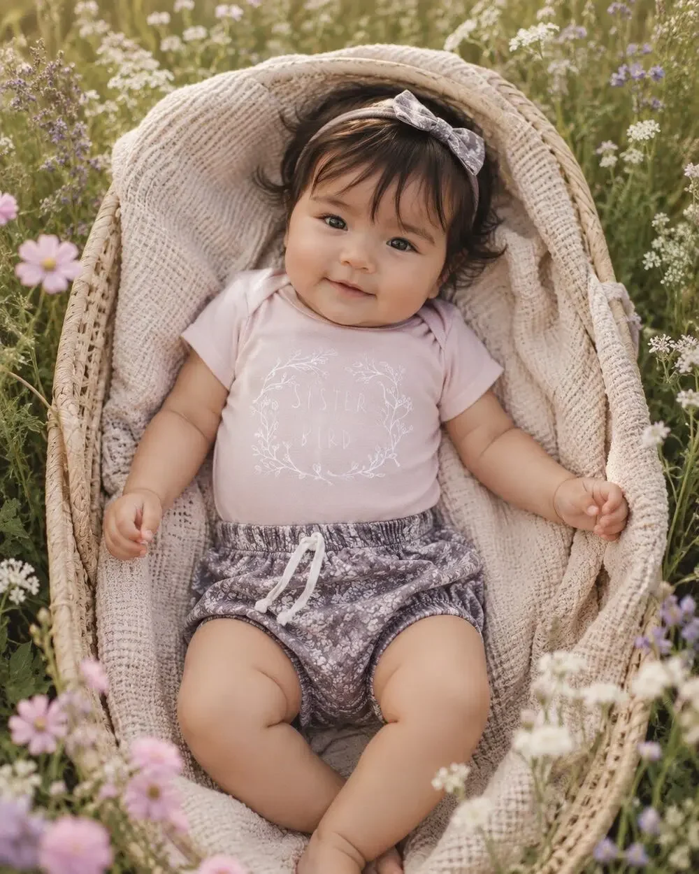 Jamie Kay Floral Bloomers & Sister Bird Blush Onesie 6-12mths